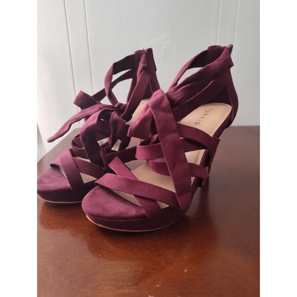 Torrid Wine Thick Strappy Wrap Heels Women’s 7W - Picture 3 of 7